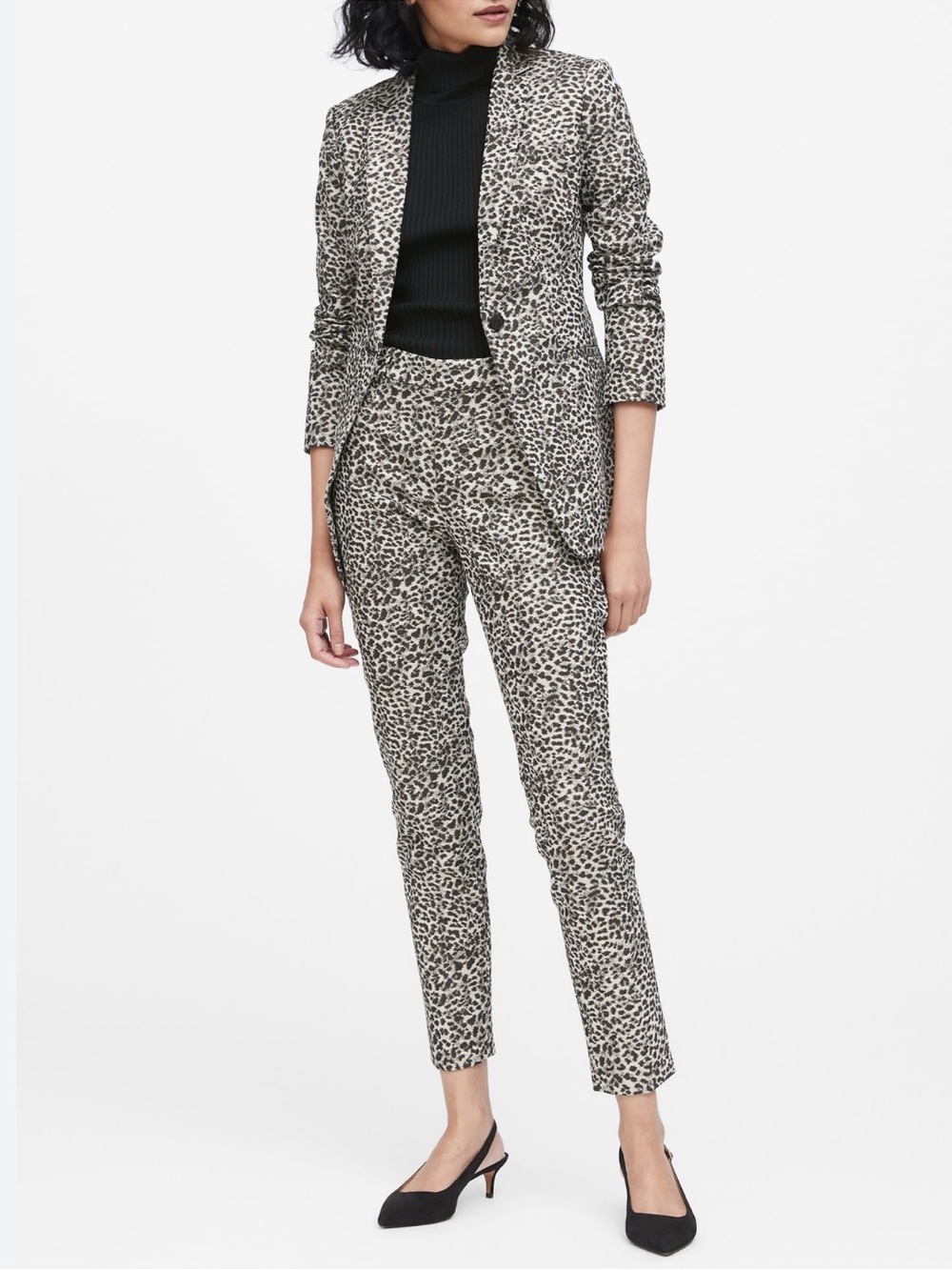 Leopard Print Blazer Black & Cream Suit Size 2